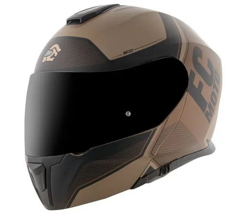 FC-Moto Novo Circuit Klapphelm, schwarz-braun, Größe XS - Motorradhelm mit HIRP Schale für hohe Sicherheit und Ratschenverschluss für einfachen Sitz, ideal für stilbewusste Fahrer.