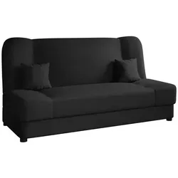 Schlafsofa, Schwarz, Textil, 3-Sitzer, Rechteckig, 195x86x87 cm, Wohnzimmer, Sofas & Couches, Schlafsofas