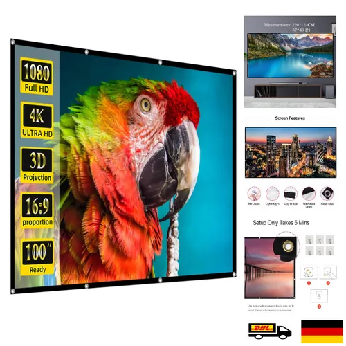 Faltbare 100 Zoll Beamer Leinwand 16:9 Doppelseitig