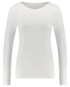 Marc O'Polo Damen Langarmshirt aus Bio-Baumwolle, Weiß (White), L - Blusen & Tuniken für Damen – Zeitloses Langarmshirt aus 100% Bio-Baumwolle für hohen Tragekomfort und vielseitige Kombinationsmöglichkeiten.