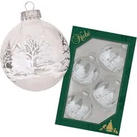 Krebs Glas Lauscha Christbaumkugeln in Transparent/ Weiß - 4 Stück