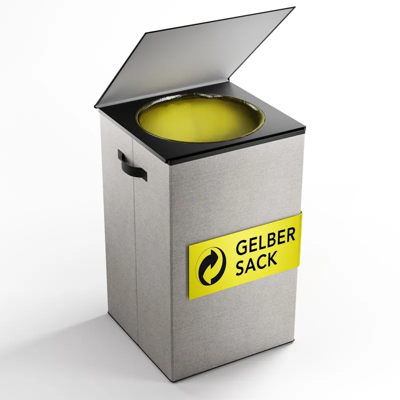Gelber Sack Ständer 70L – Klappdeckel Mülleimer in Grau