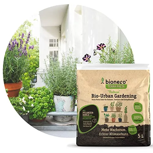 bionero® Bio Urban Gardening Stadtoase 5l Terra Preta Bodenverbesserer Schwarzerde für Kräuteranbau Gemüseanbau Grünpflanzenanbau