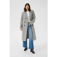 KAfanny Damen Casual Fit Jacke - Elegante Damenjacke mit doppelreihigem Verschluss und Taillengürtel. Der lange Schnitt und der Reverskragen bieten zusätzlichen Komfort für den Alltag.