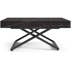 Feldmann-Wohnen Esstisch, U-Form, Schwarz, 120-200 cm - Moderner Esstisch mit elegantem Design, ausziehbar von 120 auf 200 cm. Ideal für jedes Esszimmer und individuell kombinierbar. Robuste melaminbeschichtete Spanplatte und pulverbeschichtetes Metallgestell.