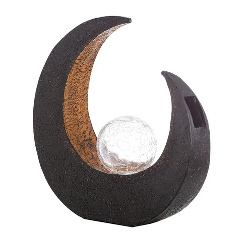 etc-shop LED Solarleuchte, LED-Leuchtmittel fest verbaut, Gartendeko Solarlampen für Außen Outdoor Balkon Deko schwarz gold Mond