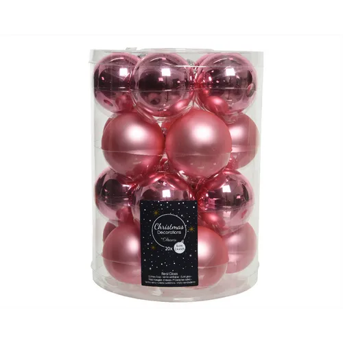 Christbaumkugeln lipstick pink - Glanz & Matt - 20 Stück Glas 6 cm Durchmesser -