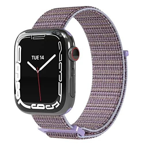 EAZY CASE Armband kompatibel mit Apple Watch 44mm / 45mm / 46mm / 49mm verstellbares Ersatzarmband aus Nylon Sport Loop für Apple Watch Serie 11 10 9 8 7 6 5 4 3 2 1 SE für Damen/Herren Lila