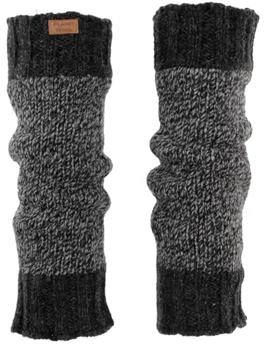 GURU SHOP Wollstulpen aus Nepal - Anthrazit/Grau, Beinstulpen aus Schurwolle - Stulpen für Damen, handgefertigt aus weicher Schurwolle mit Fleece-Futter, ideal für warme Knöchel und Waden in der kalten Jahreszeit.