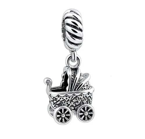 PANDACHARMS Bead Baby Kinderwagen Anhänger für Charm Armband, 925er Sterling Silber