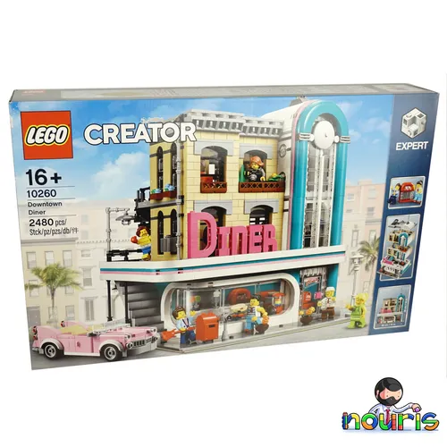 LEGO® Creator Expert 10260 Amerikanisches Diner - Lego Bausatz für 16+ Jahre, beeindruckendes 3-stöckiges Diner im 50er-Jahre-Stil mit Detailreichtum, abnehmbaren Modulen und 6 Minifiguren für kreativen Spielspaß.