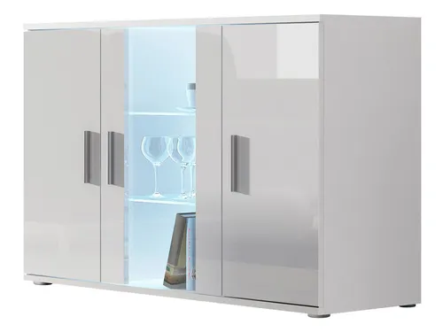 Mirjan24 Kommode Weiß, 120x80x41 cm, Rechteckig für Wohnzimmer - Stylische Kommode in Weiß, ideal für Ihr Wohnzimmer. Mit Hochglanzfronten und robusten Kunststofffüßen bietet sie sowohl Eleganz als auch Funktionalität. Einfacher Selbstaufbau mit Montageanleitung.