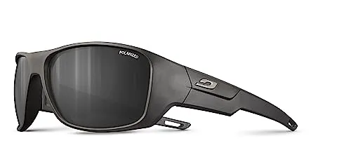 Julbo ROOKIE 2 Jugend-Sonnenbrille - Sportbrillen für Kinder mit robustem Kunststoff-Gestell in Schwarz und grauen Polycarbonat-Gläsern, ideal für aktive Abenteuer im Freien.