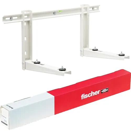 Fischer KLIMA KLIK 465 Klimaanlagenhalterung - Anker für Klimaanlagen, aus verzinktem Stahl mit 465 mm Armlänge und vibrationsdämpfenden Füßen für eine sichere und schnelle Montage.