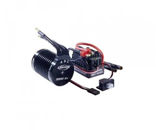 Carson Brushless Set 3200 KV Motor Regler 60A für 1/10 RC Auto Tuning - Elektromotoren, leistungsstarker Motor mit 3200 KV und 60A Regler für optimales Tuning von 1/10 RC Autos.