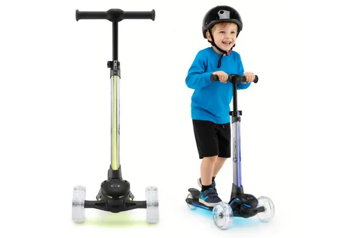 HyperMotion BECKY 3-rädriger Kinder-Roller mit RGB-LED-Beleuchtung - Der HyperMotion BECKY Kinder-Roller vereint Spaß und Sicherheit. Mit höhenverstellbarem Lenker und leuchtenden RGB-LEDs ist er ideal für Kinder von 3 bis 8 Jahren. Perfekt für aufregende Fahrten und mehr Sichtbarkeit im Dunkeln.
