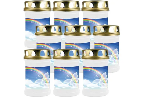 HS Candle Grabkerze (9-tlg), Grabkerze Brenndauer 40 Stunden viele vers. Variationen und Motive