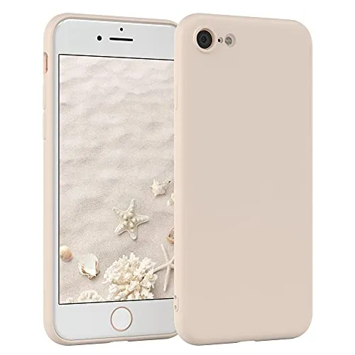 EAZY CASE - Silikonhülle für iPhone SE 2022 / SE 2020, iPhone 7/8 Hülle Silikon Case Beige weich stoßfeste Handyhülle Schutzhülle mit Kameraschutz Dünn Premium Schutz Cover TPU Phone Bumper in Taupe