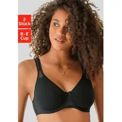 T-Shirt-BH PETITE FLEUR, Damen, Gr. 75, Cup B, schwarz-weiß (weiß, schwarz), Jersey, Netz, Obermaterial: 90% Baumwolle, 5% Elasthan, 5% Polyamid, Basic, BHs, mit Bügel und Netzeinsätzen, Basic Dessous