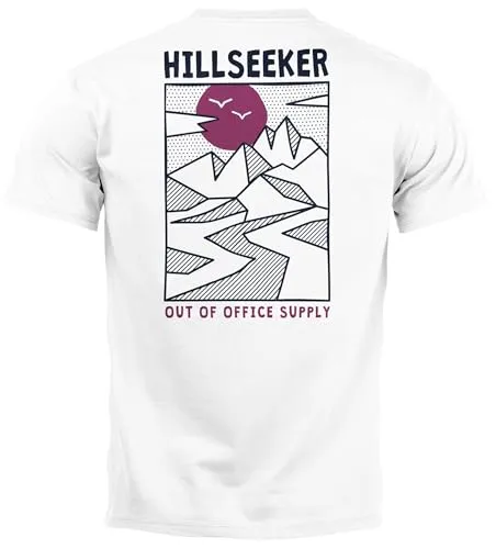 Neverless® Herren T-Shirt Backprint Stylisches Grafik Printshirt aus Baumwolle Outdoor Motiv Abstrakt Fashion Back weiß XL