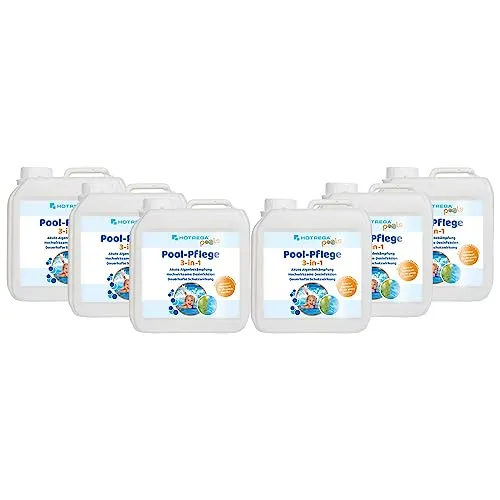 HOTREGA Pool-Pflege 3in1 Konzentrat 6X 2 Liter - Chlorbasierte Poolpflege für kristallklares Wasser: Algenvernichter, Desinfektion und langfristiger Schutz in einem Produkt – ideal für Familienpools.