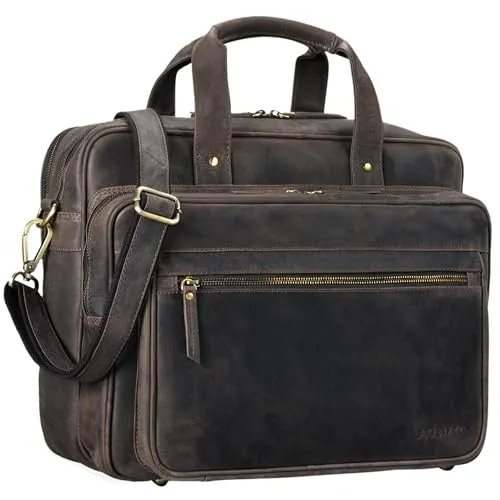 STILORD Herren-Businesstasche 'Walt' aus Leder - 15,6 Zoll Laptoptasche für Männer - Aktentasche aus hochwertigem Rindsleder mit Vintage-Design, ideal für den Berufsalltag und repräsentative Meetings. Bietet viel Platz und optimale Organisation für Laptop und Arbeitsutensilien.