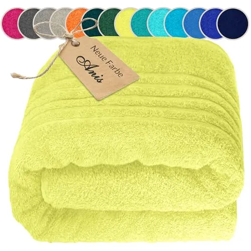 Lashuma Frottee Badetuch Grün, London Handtuch für die Sauna, Pool und Strand 80x220 cm