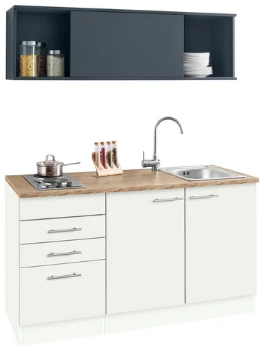 OPTIFIT Pantryküche Mini, Breite 150 cm, mit Kochfeld und Einbau-Spülbecken