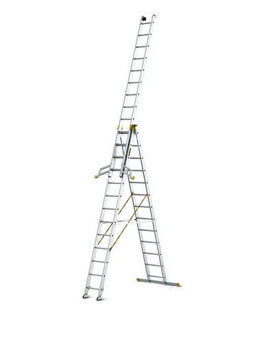 Drabest - Multifunktionsleiter, Vielzweckleiter aus Aluminium, Tragfähigkeit 150kg - 3-teilige Leiter 3X13 Stufen