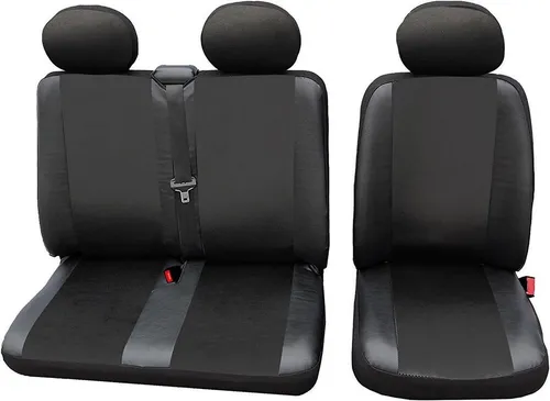 Woltu Autositzbezug, universal Größe, 1+2 Sitzbezug aus Kunstleder - Hochwertige Autositzbezüge aus strapazierfähigem Kunstleder, ideal für Transporter. Mit Reißverschluss für Sicherheitsgurt und extra dicke Rückenkaschierung für optimalen Schutz.
