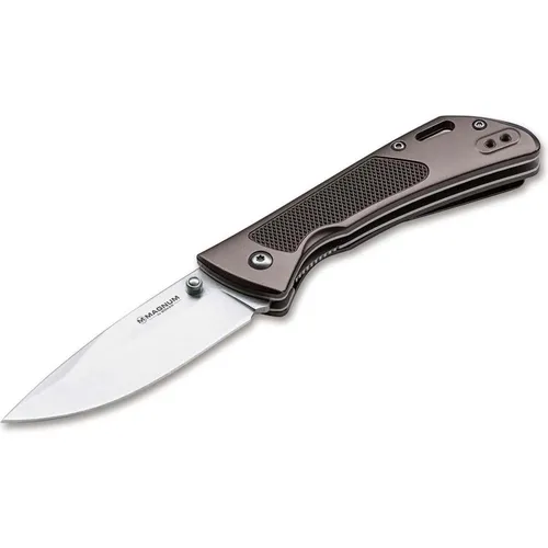 Magnum Taschenmesser Advance Checkering Dark Bronze - Taschenmesser mit hochwertiger 440C Klinge und sicherem Linerlock, ideal für Outdoor-Abenteuer. Der Aluminiumgriff mit Checkering bietet optimalen Halt.