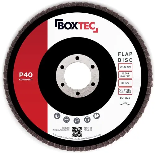BOXTEC Fächerscheiben BRAUN 125mm Lamellenscheiben Schleifscheiben für Metall & Holz
