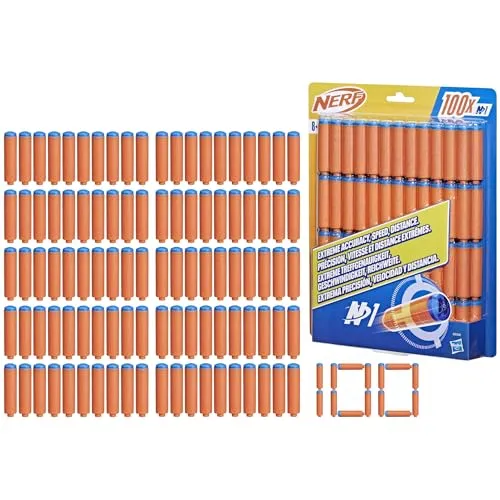 Nerf N Series N1 Darts 100x - Spielzeug-Schaumstoffmunition, 100 N1 Darts für extreme Treffgenauigkeit und Reichweite – ideal zum Nachladen für actiongeladene Nerf Battles!
