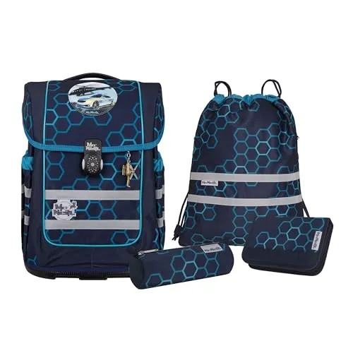 MCNeill Schulranzen-Set ERGO COMPACTO XAGON 5-teilig - Schulranzen für Kinder von 6 bis 10 Jahren, ergonomisch gestaltet für optimalen Tragekomfort und mit praktischem Magnetverschluss.