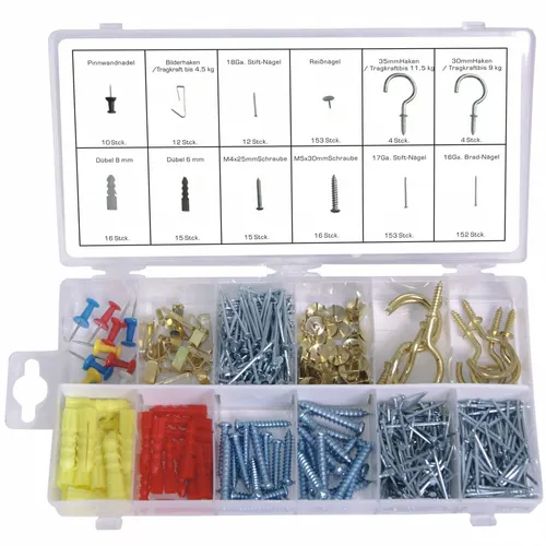 Haushaltssortiment Haken Schraube Reißnägel Dübel Stift-Nägel Nadel etc. 600-tlg