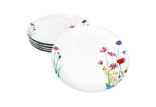 MamboCat Speiseteller 6x Marie - Elegante Porzellanplatte mit Blumenmotiv - Speiseteller aus hochwertigem Porzellan, ideal für festliche Anlässe oder den täglichen Gebrauch. Mit einem ansprechenden Blumenmotiv verleiht er jedem Tisch eine besondere Note.
