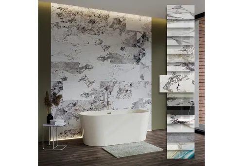 Hexim Wandpaneel Marmoroptik 6 Stück 78x39cm in weiß von HEXIM