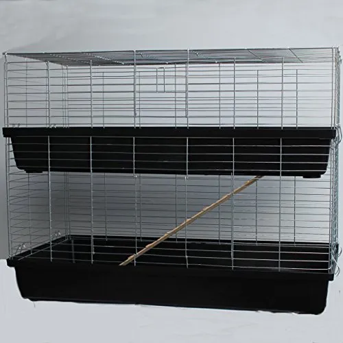 XXL Hasenkäfig 1,20 m schwarz für Meerschweinchen - Käfige & Laufställe für Kleintiere, großzügige Maße und hochwertige Ausstattung mit Heuraufe und Holzstiege für ein artgerechtes Zuhause.