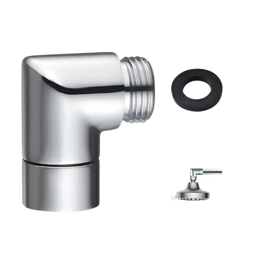 HMCEY Duschschlauch Adapter 90 Grad,Gelenkstück Duschkopf Winkelstück Verlängerung,Winkelstück für Handbrause,Regendusche Duschkopf Adapter,Brausekopf Dusche Gebogen,Shower Hose Adapters-Silber