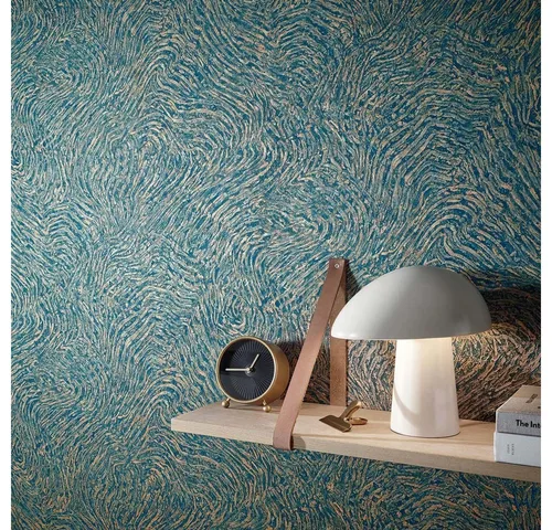 Erismann Vliestapete Muster Linien Struktur Petrol Kupfer Metallic 10303-19 Focus - Stylische Vliestapete 10303-19 von Erismann mit modernem Linienmuster und Metallic-Effekt. Ideal für kreative Raumgestaltungen – entdecke die Vielfalt dieser Kollektion bei uns!