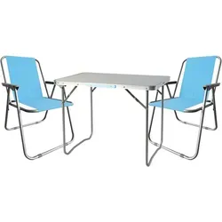 3tlg Campingmöbel Set - Faltbares Outdoormöbel mit Tragegriff - Camping-Möbel Set aus leichtem Aluminium, ideal für Camping und Outdoor-Aktivitäten. Faltbar, schnelltrocknend und witterungsfest für höchsten Komfort.