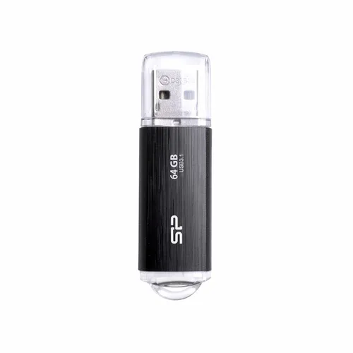 Silicon Power SP064GBUF3B02V1K Blaze B02 - USB 3.1 Gen1 Stick, modernes Hairline-Finish und praktisches Riemenloch-Design für einfachen Transport