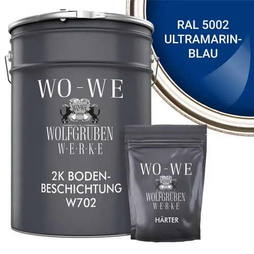 WO-WE Bodenversiegelung 2K Garagenfarbe Bodenbeschichtung W702, 2,5-20Kg, Seidenglänzend, Epoxidharz
