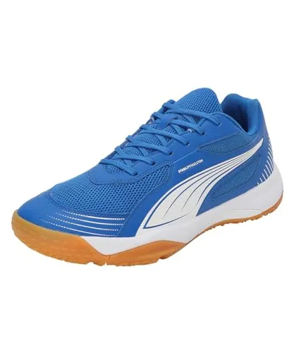 PUMA Unisex Solarflash III Indoor Court Shoe, Team Royal White, 46.5 EU - Herren-Hallenschuhe mit Regular Fit und Ventair Mesh für optimale Atmungsaktivität, EVA-Einlegesohle für Fußgewölbeunterstützung und StabilitySkeleton für hervorragende Stabilität.