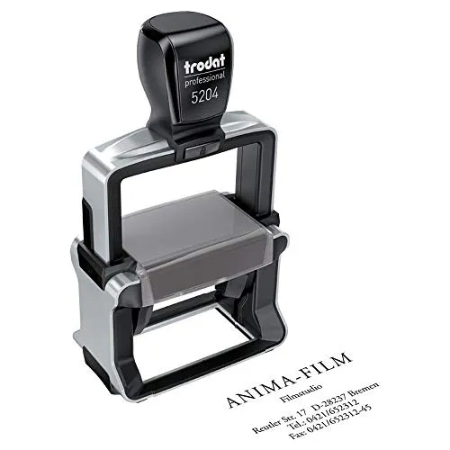 Trodat 5204 Edelstahlstempel mit O.Logo - Rechteckiger Stempel aus langlebigem Gummi und robustem Edelstahl, ideal für scharfe Abdrucke auf Papier und Karton – perfekt für Büro und Schule!