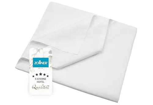 ZOLLNER Linon Bettlaken oder Bettdecke für den Sommer - aus Reiner Baumwolle - 150x200 cm weiß - ohne Gummizug - Hotelqualität