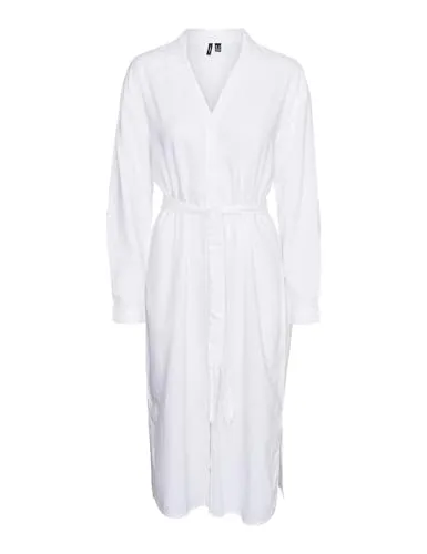 Vmlinn Linen Loose Calf Shirt WVN Noos in weiß von VERO MODA