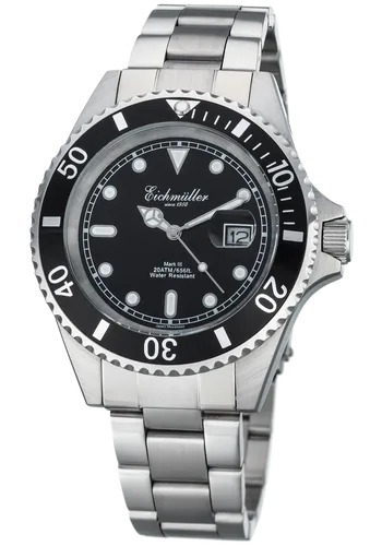 Eichmüller Herren Taucheruhr, Drehlünette, verschraubte Krone und Datumsanzeige