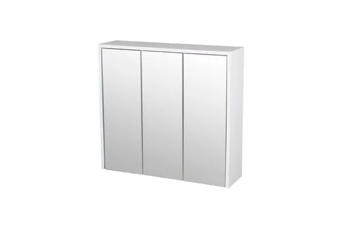 Eleganter Spiegelschrank mit 3 Türen - Weiß, 65 x 60 x 17 cm - Spiegelschränke für Ihr Badezimmer, zeitloses Design in Weiß, vielseitig einsetzbar und auch als Medikamentenschrank nutzbar.