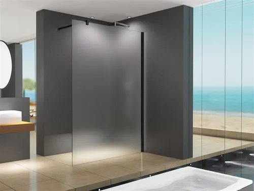 Glaswerk Westfalen - LiLy 160x200 cm Walk in Duschwand, Satiniert Schwarz - Duschabtrennung aus 10mm gehärtetem Glas, modern und elegant, ideal für Wellness-Oasen. Einfacher Seiteneinstieg ohne Tür für großzügigen Zugang.
